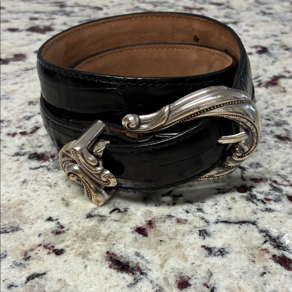 Brighton Black and Tan Leather Belt